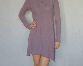 Vintage Powder Dirty Pink Woven Asimmetrical Mini Babydoll Dress