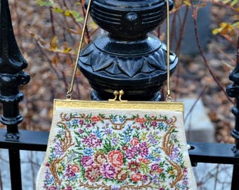 Saks Fifth Avenue, Saks Fifth Avenue Purse, Saks Fifth Avenue Handbag, Needlepoint Purse, Petit Point Purse, Gift for Mom, Gift for Her
