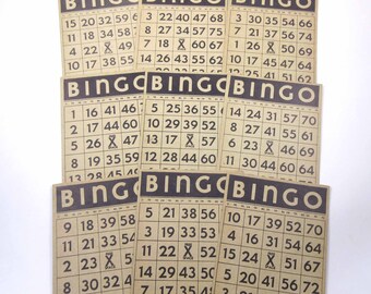 Vintage Black and Tan Bingo Cards Set of 9