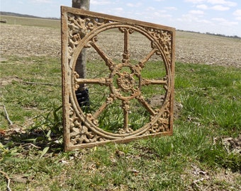 18.5 x 18.5 Cast Iron Ornamental Grate Panel German Architectural Salvage c, Register Cover, Architectural Salvage Grate, Vent