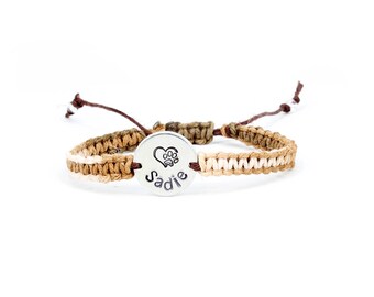 Paw Print Bracelet, Pet Memorial Bracelet, Personalized bracelet, Hemp bracelet, Charm Bracelet, Custom Pet Jewelry, Pet Memorial Jewelry