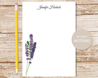 personalized notepad . lavender notepad . lavender note pad . personalized stationery . botanical stationary