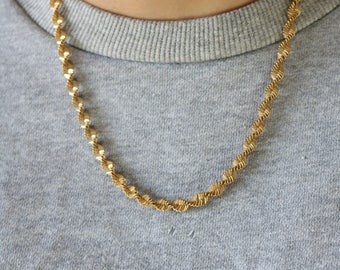 Twisted Gold Chain Necklace - Gold Chain Necklace - Gold Tone Necklace - Gold Chain