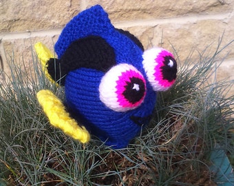 Baby Dory the blue tang fish knitting pattern for a soft toy