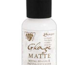Vintaj MATTE GLAZE, Metal Sealer Patina Extender by Ranger Ink Clear Matte Finish 15ml 0.5 Fluid Ounce Seals Inks Patinas Paints Fast Drying