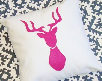 Deer Pillow Cover, antler pillow, stag silhouette, deer head silhouette, woodland decor