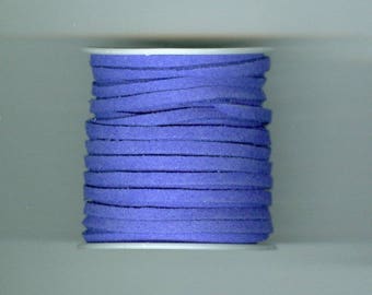 Blue Suede Cord, 3mm Blue Faux Suede Cord 3x1.5mm 5 Yards Mini Spool Jewelry Necklace Making Cord