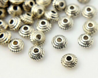 Antique Silver Bicone Spacer Beads 5mm (B16h/139c/402d)