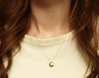 Gold disc necklace / Disc necklace / Gold dot necklace / Layering necklace / Gold disk necklace / Circle tag necklace