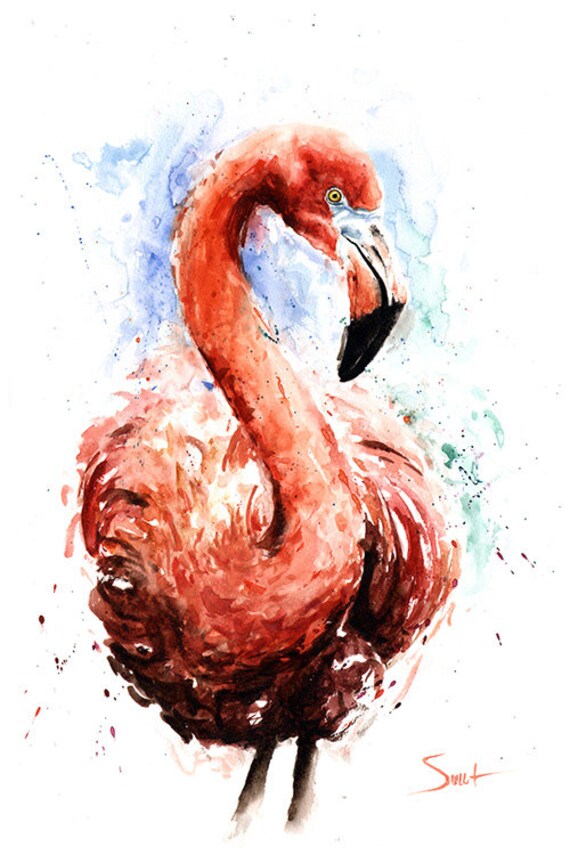 WATERCOLOR FLAMINGO ART flamingo wall art pink flamingo