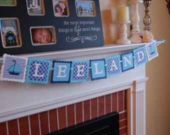 Nautical Name Banner, Sailboat Banner, Nautical Baby Shower, Nautical Birthday Party, Nautical Theme, Nautical Shower