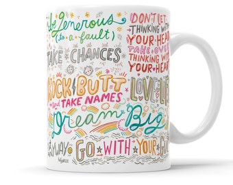 Be Brave Manifesto Inspirational Mug Gift Entrepreneur Gift Girl Boss Gift BFF Mug Hand Lettered Mug Good Vibes Only Motivational Mug