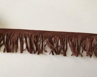 5 cm wide brown suede fringe