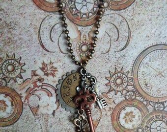 Steampunk Timepiece, Gear & Keys Necklace. III