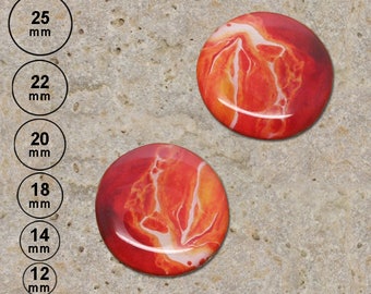 2 cabochons 20 mm painted effect print is available in 25, 22, 18, 14, 12 mm