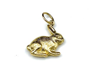 14 KT Gold Puffed Rabbit Charm
