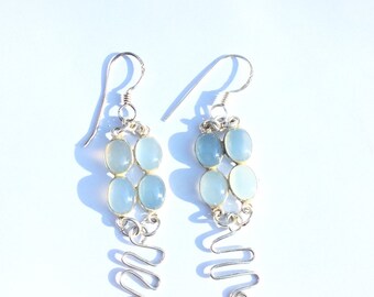 Sterling Silver Chalcedony Cabochon Earrings