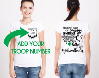 Girl Scout CUSTOM Troop # Girl Scout LEADER Design Front and Back