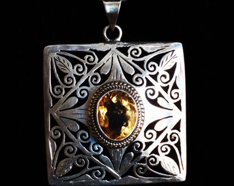 Citrine Silver Pendant