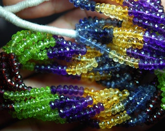 14 Inches Strand, AAA Mixed Gems Rondelles Faceted Rondelles 3-3.5mm