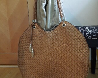 Authentic Vintage BOTTEGA VENETA Large Bronze Woven Leather Bag