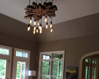 industrial contemporary lighting. large live-edge olive wood chandelier light fixture with edison bulbs - industrial/contemporary industrial contemporary lighting r