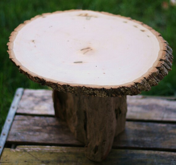 Items similar to HUGE Tree Stump Slice Cake Stand Woodland Rustic