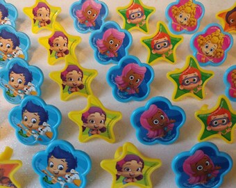 24 BUBBLE GUPPIES rings for cupcake toppers cake birthday party favors goodie bags decorations decor Nickelodeon Nick Jr. Gil Molly Nonny
