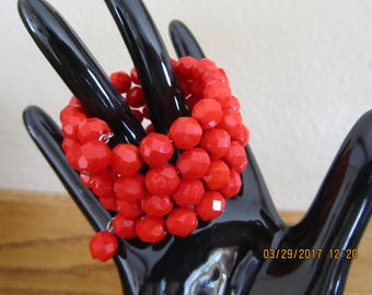 Vintage Bright RED FACETED BANGLE