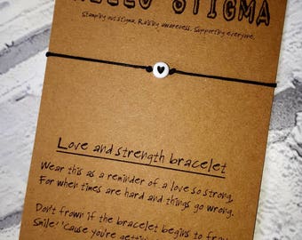 Mental health awareness, strength bracelet, depression gift, mental health support, positivity gift, Friendship gift, stocking filler, heart