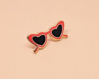 Heart-Shaped Glasses Enamel Pin | Hard Enamel, Enamel Pin, Lapel Pin, Flair, Heart Sunnies, Lolita Enamel Pin, Vintage Glasses