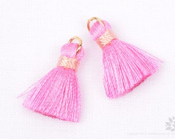 T002-RA-PP// Pink, Light Pink Rayon Tassel Pendant, 4pcs, 23mm