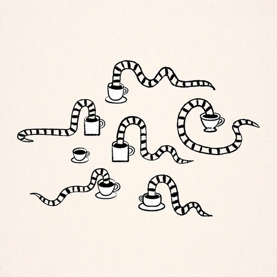 Some Snakes Love Coffee - animal art poster print by Oliver Lake - iOTA iLLUSTRATiON