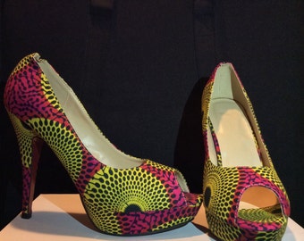 Ankara Covered Heels - African Pumps, Ankara Pumps, African Shoes, African Women Shoes