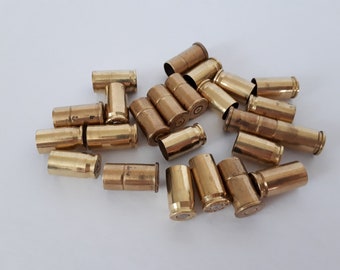 Lot of 24 mixed brass shell casings for crafts, jewelry, steampunk, collecting, metalwork