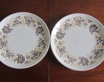 PAT SUMMERS - Poole Desert Song pattern applied to a Set of two ceramic Salad Plates in the Contour Range - Made in England - 1960s