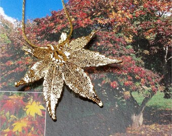 Real Leaf Jewelry, Japanese Maple Leaf Necklace Pendant, Gold Dipped or Antique Gold, natures leaves jewelry