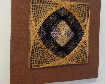 Vintage Mid Century String Art Geometric Design,Wall Art,1970's String Art