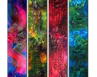 Original Textured Abstract painting Contemporary Multipaneled Fine Art by Henry Parsinia Large 36x32x1.58