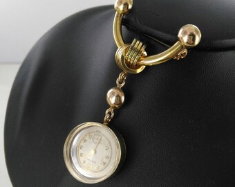 Vintage 1940s Goldfilled Watch Pin/Pendant (Runs!)