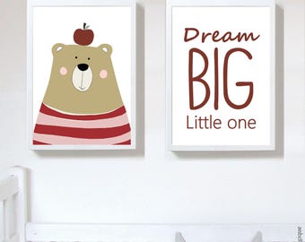 Set of 2 Prints,nursery art prints , baby nursery decor ,nursery wall art, Children Art - Kids Room