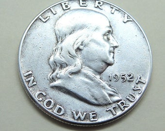1952 Franklin Half Dollar, Collectible Half Dollar, Silver Half Dollar, Rare Coins USA Coins, FREE Shipping