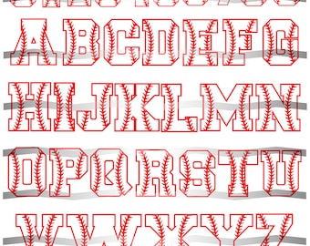 Baseball Letters, SVG, Baseball Font, Laces, Cut File, Baseball Numbers, Varsity Letter, Sports Letters, Cricut, Silhouette, Baseball Design