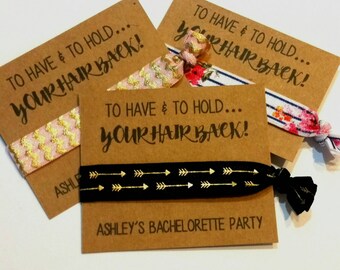 Bachelorette Hair Tie Favor, Hair Tie Favors, Bachelorette Favor, Bridesmaid Favor - To Have and To Hold - Knot Hair Ties, You Choose Colors