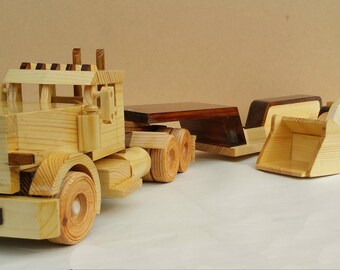 Peterbilt 389 Truck + Tractor + Hi-Loader Wood Toy Play Set