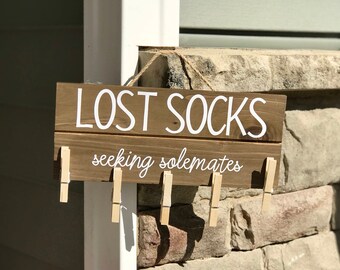 Personalized Wooden Lost Socks Sign