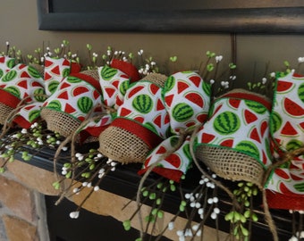 Summer Garland, Watermelon Garland, Summer Mantle Decor, Watermelon Decoration, Summer Decorating, Berry and Burlap Garland