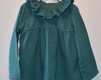 Blouse / tunic / double gauze frill collar