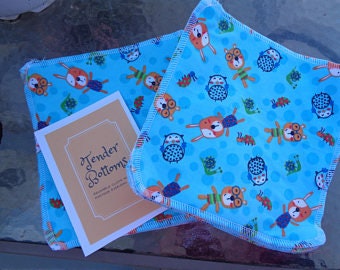 30 Ct 1 Ply Tender Bottoms Baby Wipes in 8 inch Square, cloth wipes