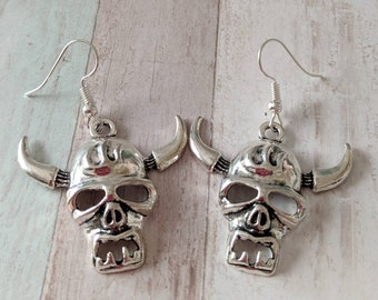 Gothic earrings, skull earrings, demon earrings, punk earrings, satan earrings, Wicca earrings, devil earrings, day of the dead,